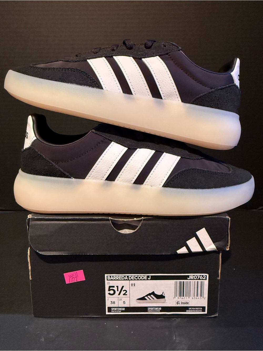 Adidas Barreda Decode J Men’s Black/White Casual Sneakers 5.5Y